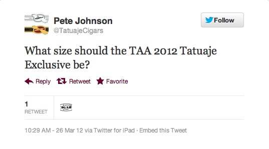 Tatuaje TAA 2012 Tweet 1