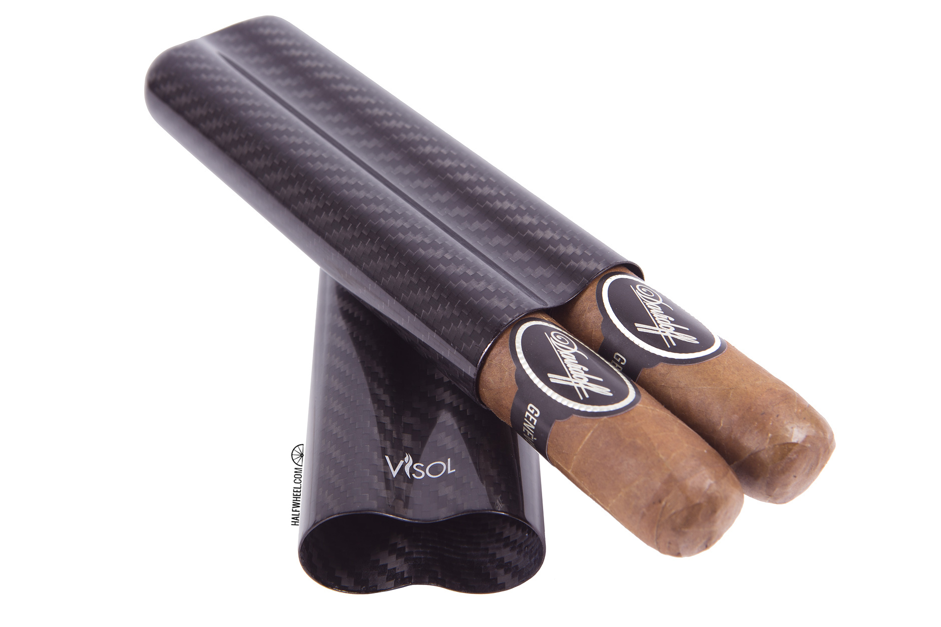 Visol Night Carbon Fiber 2 Finger Cigar Case Cigars