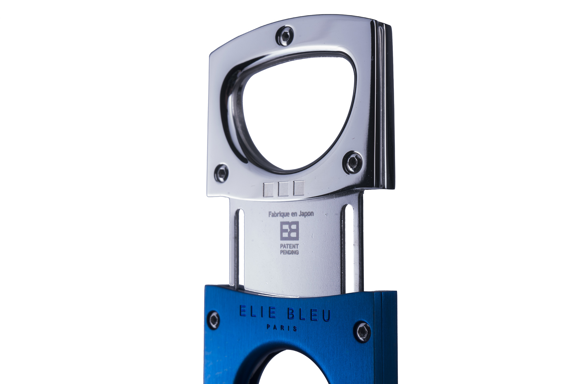 Eclipse Durable High Quality Rubberized Double Blade Cigar Cutter Blue & White 